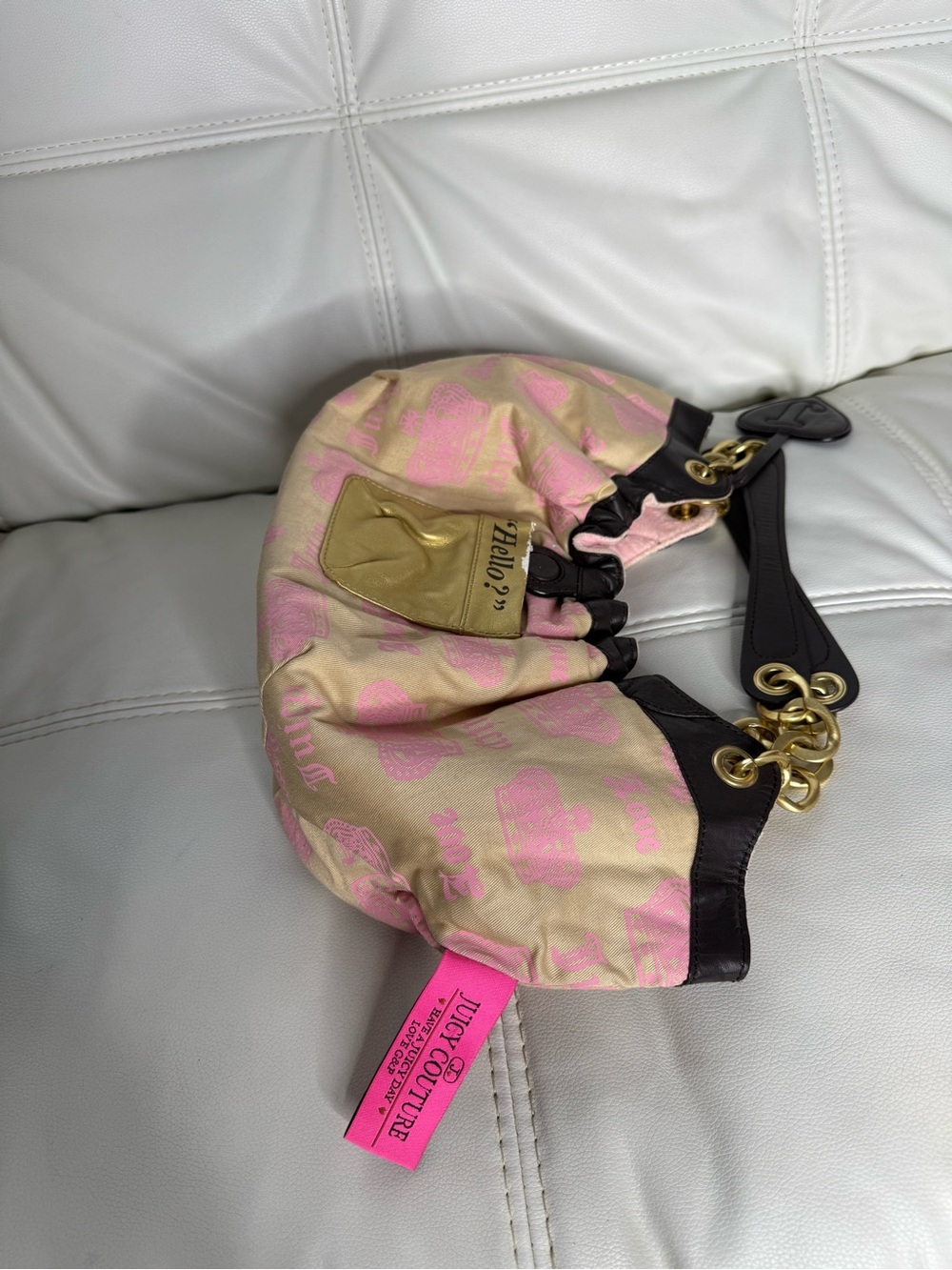 Juicy Couture Pink 'Juicy Royal' Embroidered Shoulder Bag with Gold Hardware - Picture 8 of 16